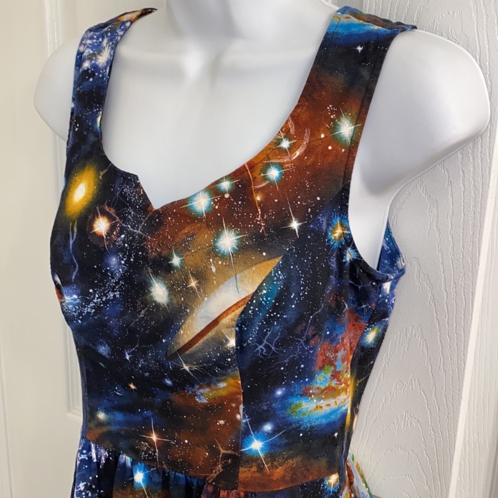 MODCLOTH Vivid Space Cosmic Print A-Line Dress Size Small Look! - Picture 6 of 10